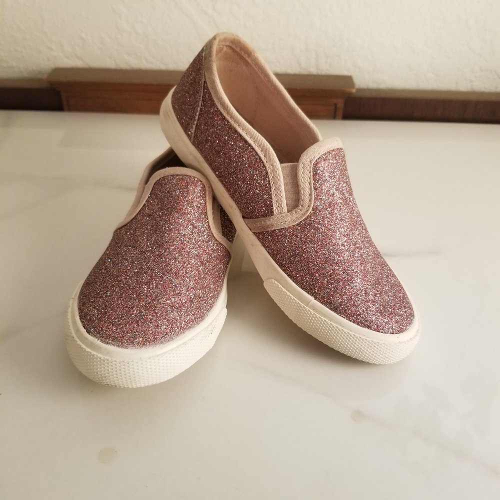CAT & JACK - GIRL'S MADIGAN Pink Glitter Slip on Sneakers - Size 11